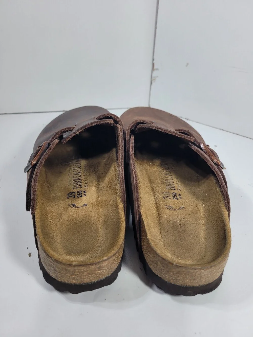 Birkenstock Boston Habana Brown Leather Clogs Regular Wide Size 39 US W8 M6 SFB